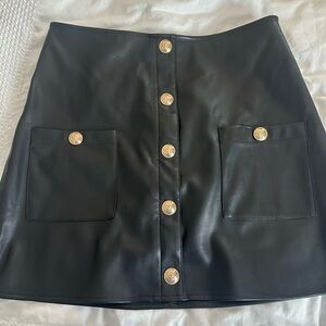 L'AGENCE Black Mini Skirt with Gold Buttons